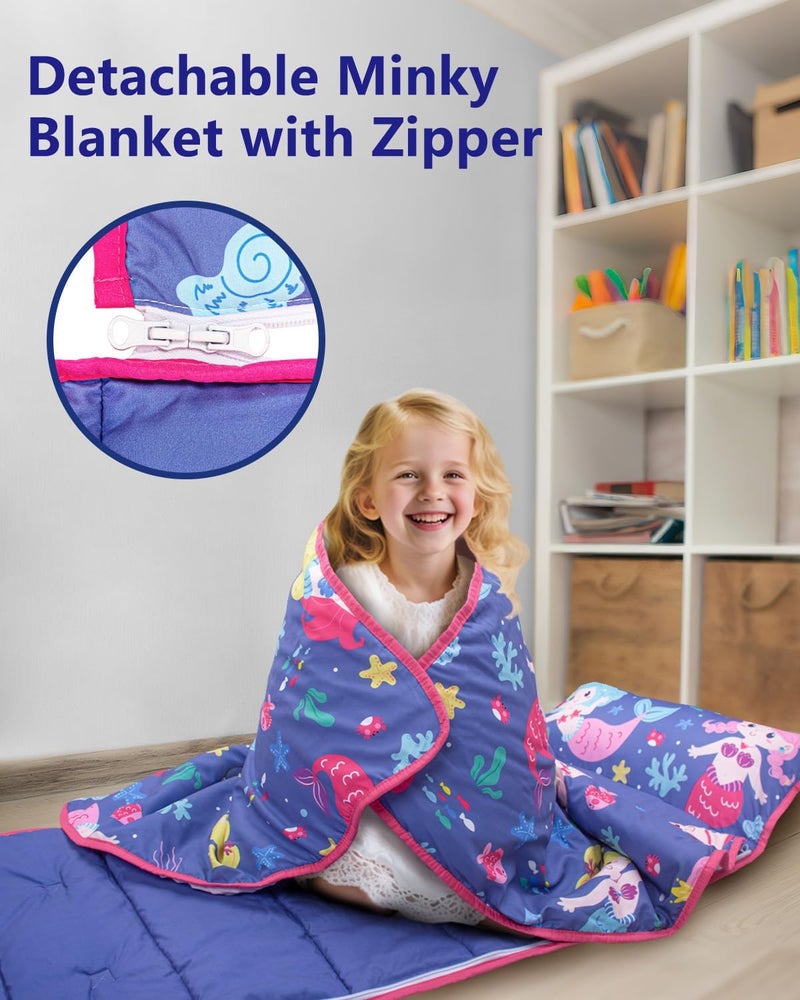 PRIMLECT Toddler Nap Mat with Detachable Blanket and Removable Pillow, Kids Sleeping Bag 55''x35'' for Daycare Preschool Kindergarten, Toddler Sleeping Mat for Boys and Girls - Image 2